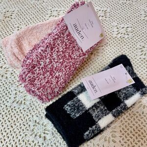 Auden Plush Sock Set — Light Pink, Rose Marled & Black/White Plaid